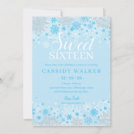Ice Blue Snowflake Winter Wonderland 16 . Geburtst Einladung