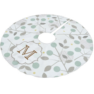 Ice Blue Twig Tree BH Monogram, Initial Tree Skirt Polyester Weihnachtsbaumdecke