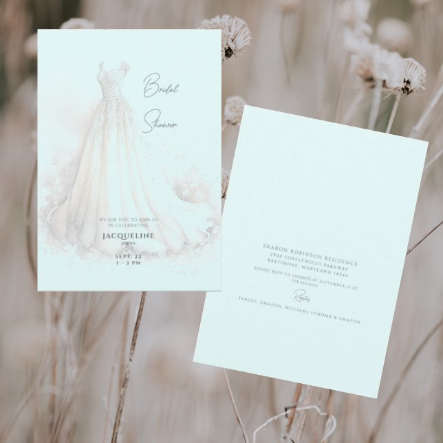 Ice Blue Wedding Dress Brautparty Einladung (Von Creator hochgeladen)