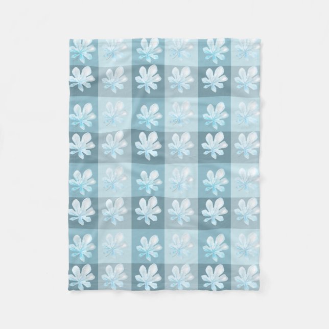 Ice Blue Winter Blätter Fleece Blanket (Vorderseite)
