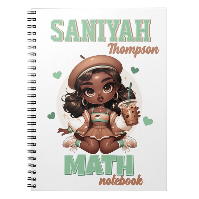 Ice Coffee Cutie Brown & Green Girl  Notizblock (Vorderseite)