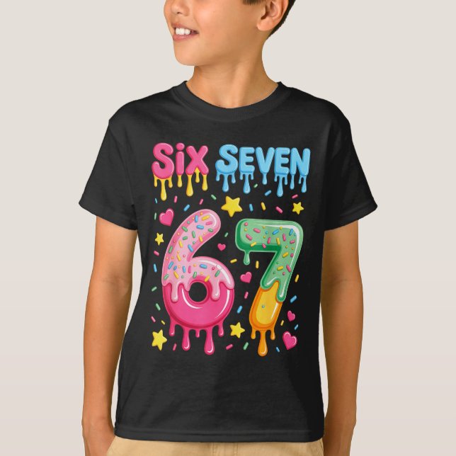 Ice Cream 67 Meme Funny Six Seven Gen Alpha Slang  T-Shirt (Vorderseite)