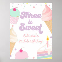Ice Cream and Cake Three is Sweet 3rd Birthday