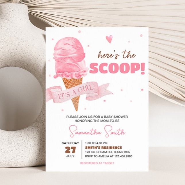 Ice Cream Baby Dusche Einladung (Here's the Scoop Baby Shower Invitation)