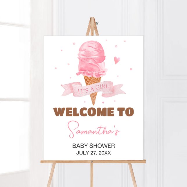 Ice Cream Baby Dusche Willkommen Poster (Here's the Scoop Baby Shower Welcome Sign)