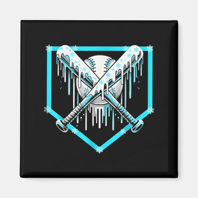 Ice Cream Baseball Drip Home Plate Bats Cool For B Magnet (Vorne)