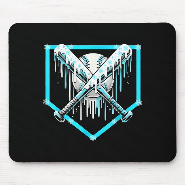 Ice Cream Baseball Drip Home Plate Bats Cool For B Mousepad (Vorne)