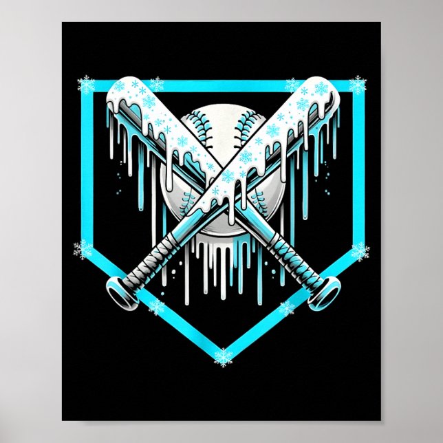 Ice Cream Baseball Drip Home Plate Bats Cool For B Poster (Vorne)
