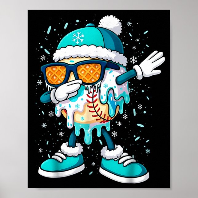 Ice Cream Baseball Drip Home Plate Bats Cool For B Poster (Vorne)