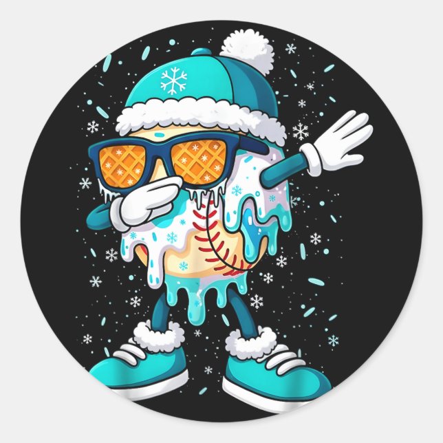 Ice Cream Baseball Drip Home Plate Bats Cool For B Runder Aufkleber (Vorderseite)