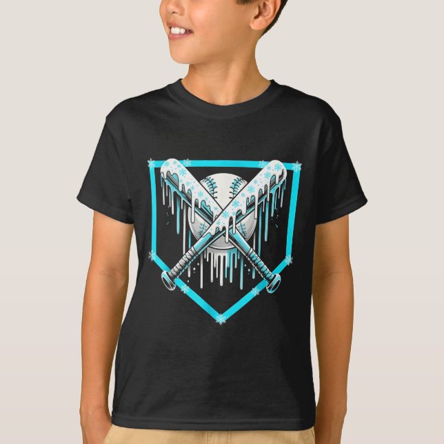 Ice Cream Baseball Drip Home Plate Bats Cool For B T-Shirt (Vorderseite)