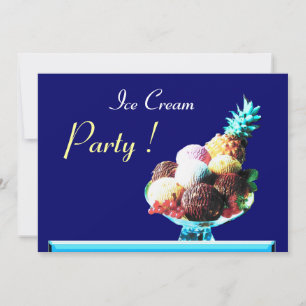 ICE CREAM BIRTHDAY PARTY 2, blau Einladung