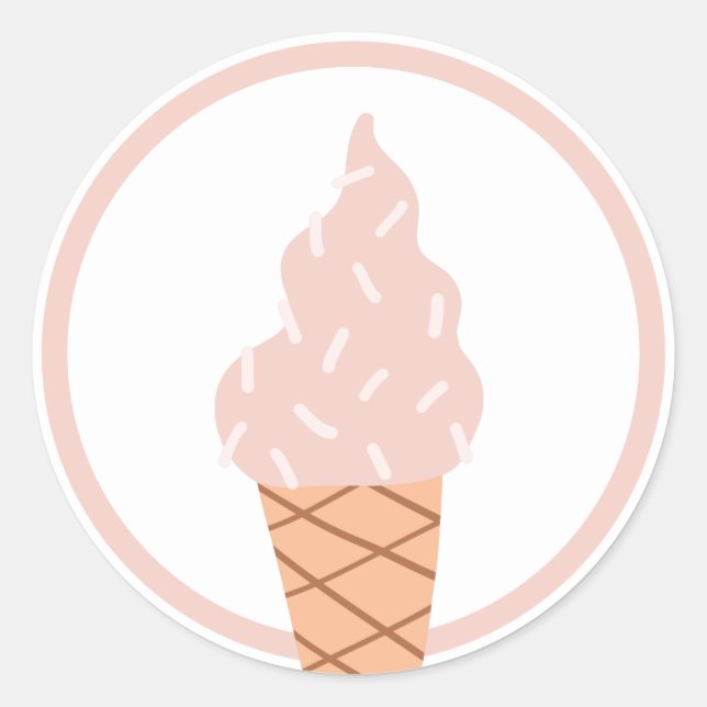 Ice Cream Birthday Party Gefallen Runder Aufkleber (Vorderseite)