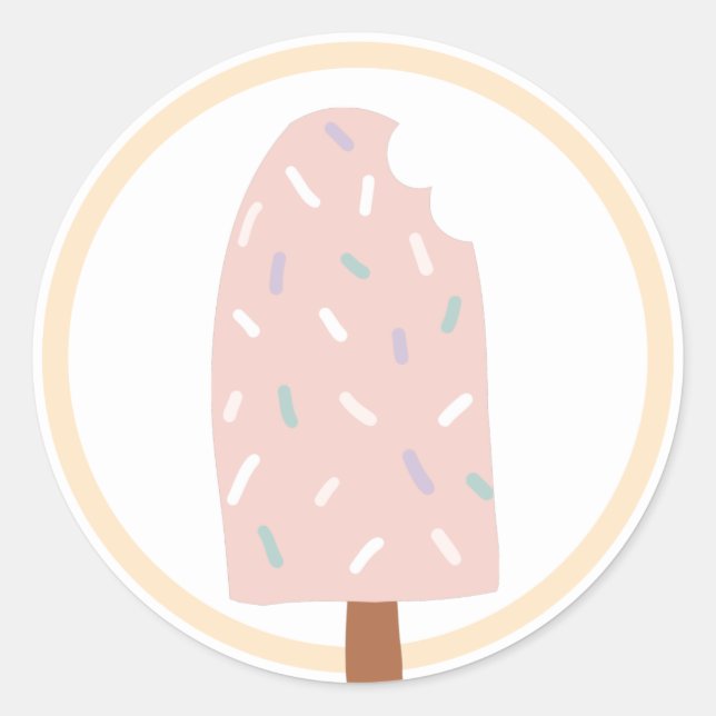 Ice Cream Birthday Party Gefallen Runder Aufkleber (Vorderseite)