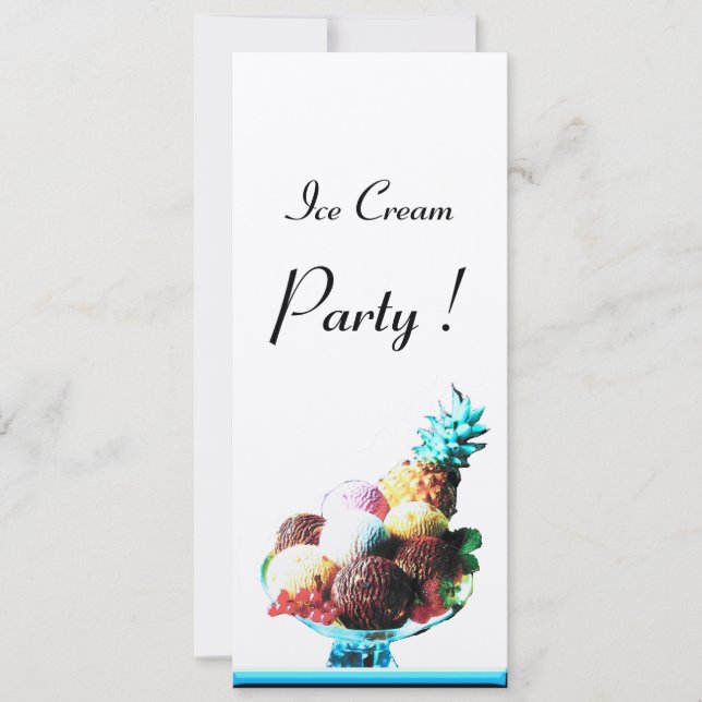 ICE CREAM BIRTHDAY PARTY Gold schwarz blau Einladung (Vorderseite)