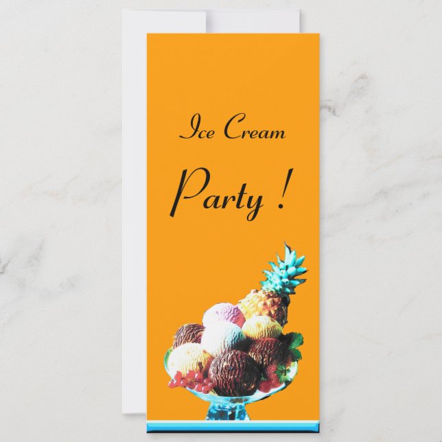ICE CREAM BIRTHDAY PARTY Red Orange Blue Einladung (Vorderseite)