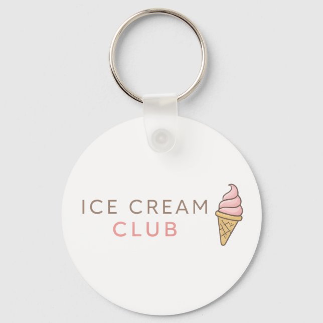 Ice Cream Club Cute Pastel Typography Schlüsselanhänger (Vorderseite)