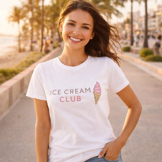 Ice Cream Club Cute Pastel Typography T-Shirt