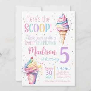 Ice Cream Cone Anniversaire Fête Invitation