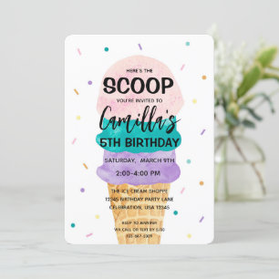 Ice Cream Cone Girl Anniversaire Fête Invitation