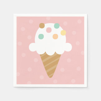 Ice Cream Cone Pastel Birthday Party Napkins Serviette