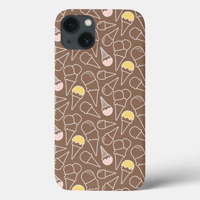 Ice Cream Cone Pattern on Brown Case-Mate iPhone Hülle (Rückseite)