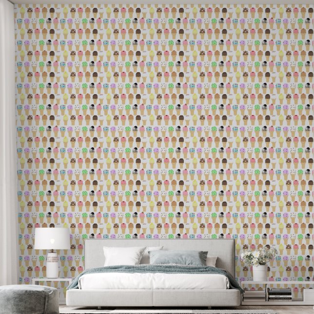 Ice Cream Cone Pattern Wall Paper Tapete (Schlafzimmer)
