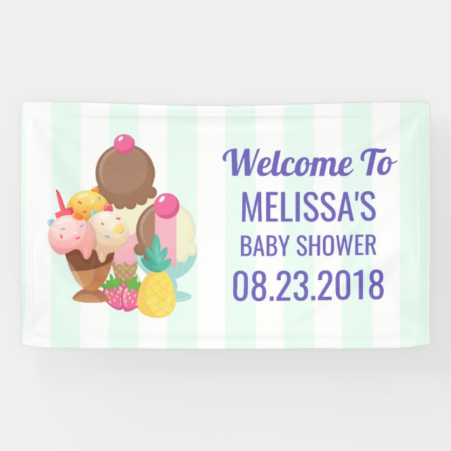 Ice Cream Desserts Kinderdusche Willkommen Banner (Horizontal)