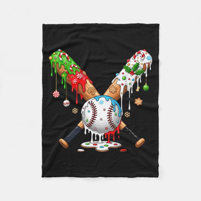 Ice Cream Drip Baseball Christmas Xmas Pajama Kids Fleecedecke (Vorderseite)