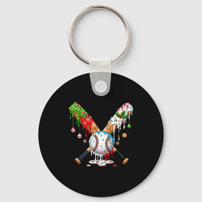 Ice Cream Drip Baseball Christmas Xmas Pajama Kids Schlüsselanhänger (Vorderseite)
