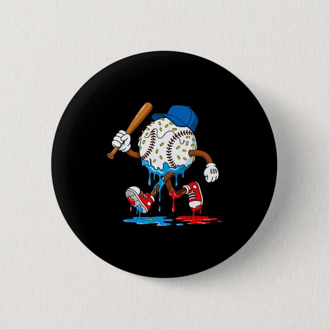 Ice Cream Drip Baseball Sts Baseball Lifestyle Boy Button (Vorderseite)