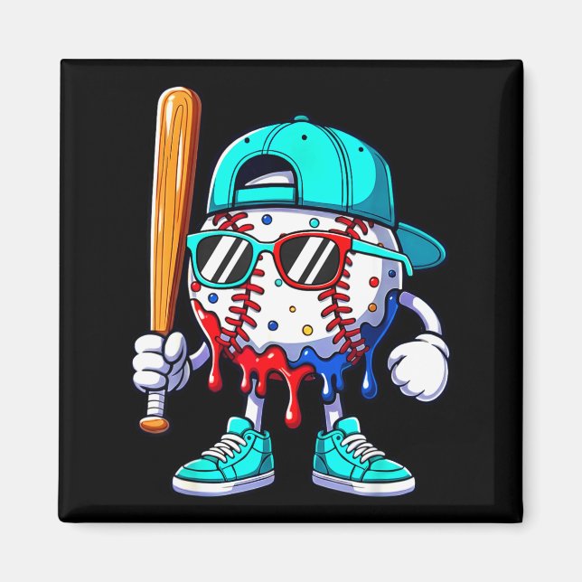 Ice Cream Drip Baseball Sts Baseball Lifestyle Boy Magnet (Vorne)