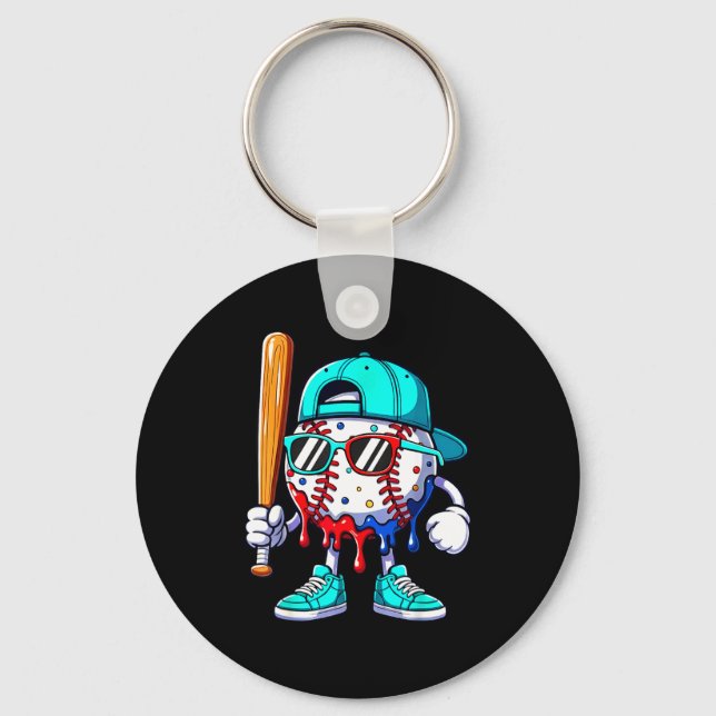 Ice Cream Drip Baseball Sts Baseball Lifestyle Boy Schlüsselanhänger (Vorderseite)