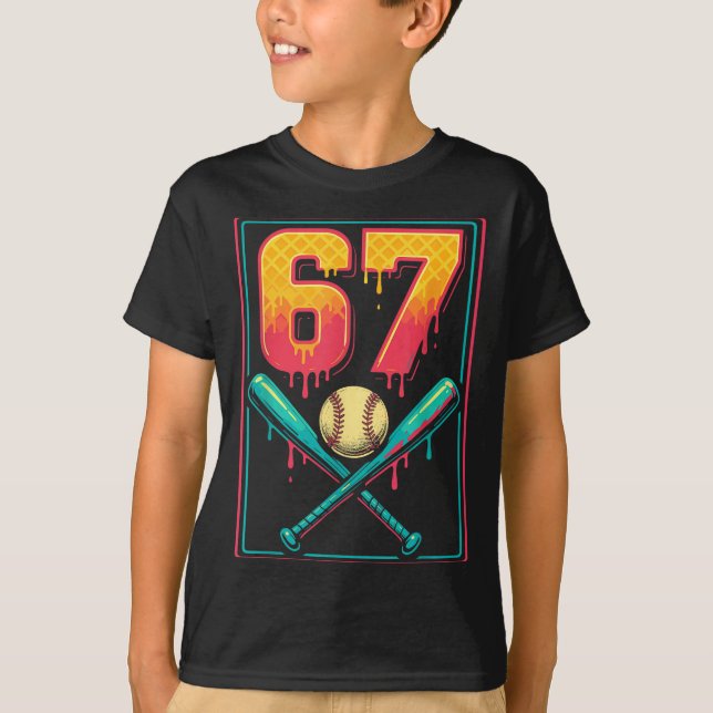 Ice Cream Drip Baseball Stuff 67 Meme Gen Alpha &a T-Shirt (Vorderseite)
