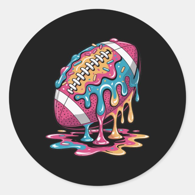 Ice Cream Drip Football Stuff Qb Rb Lineman Wr Dri Runder Aufkleber (Vorderseite)