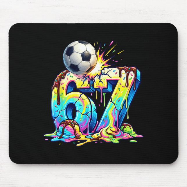 Ice Cream Drip Soccer 67 Six Seven Funny Gen Alpha Mousepad (Vorne)