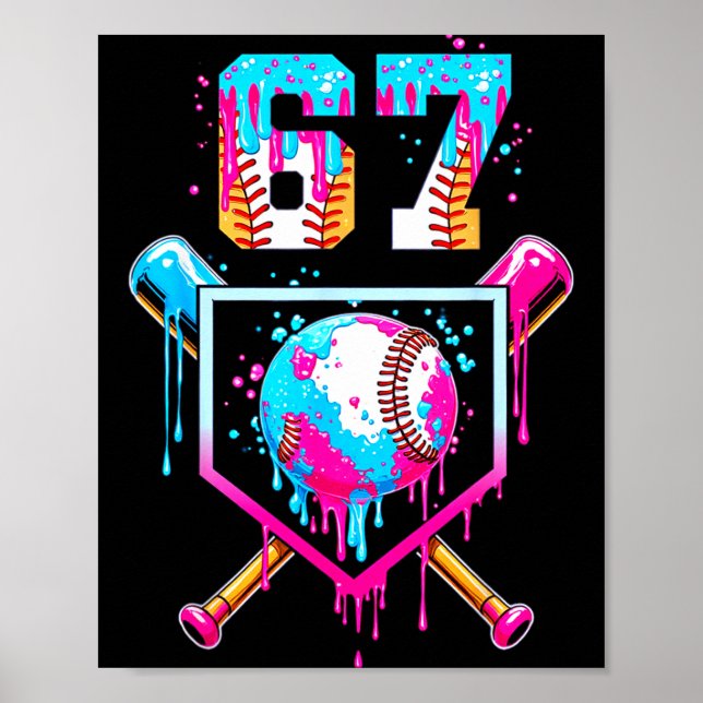 Ice Cream Dripng Boys Baseball Drip Fun 6 7 Six Se Poster (Vorne)