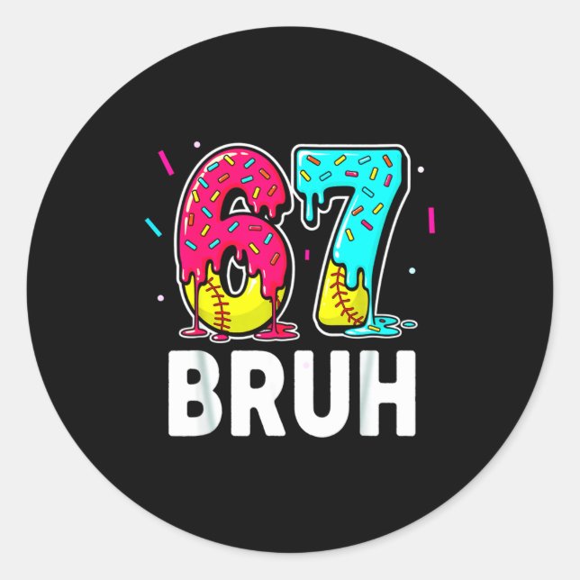 Ice Cream Dripng Softball Drip Fun 6 7 Six Seven M Runder Aufkleber (Vorderseite)