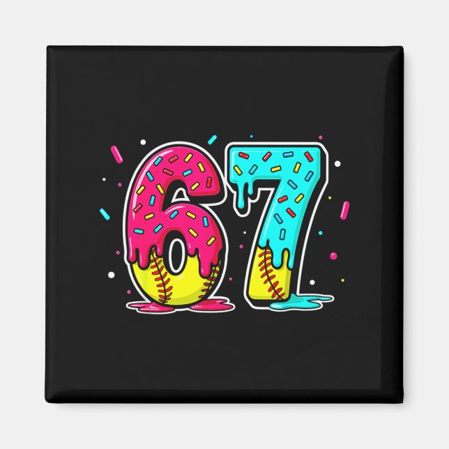 Ice Cream Dripng Softball Drip Funny 6 7 Six Seven Magnet (Vorne)