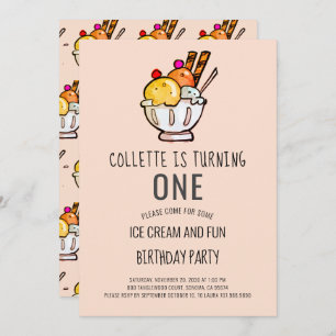 Ice Cream First Birthday Invitation