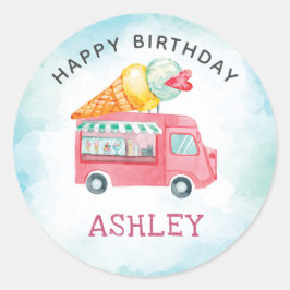 Ice Cream Geburtstag Happy Birthday Runder Aufkleber