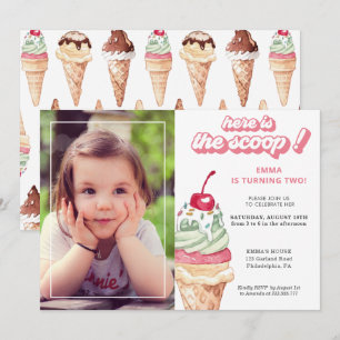 Ice Cream Girl Anniversaire Photo Invitation