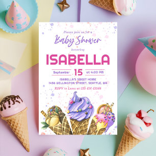 Ice Cream Girl Babydusche Party Einladung