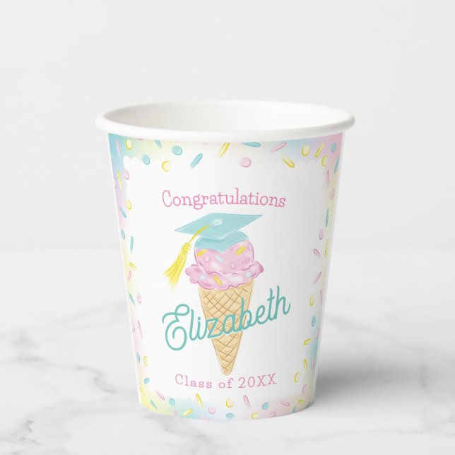 Ice Cream Graduation Party Pappbecher (Vorderseite)
