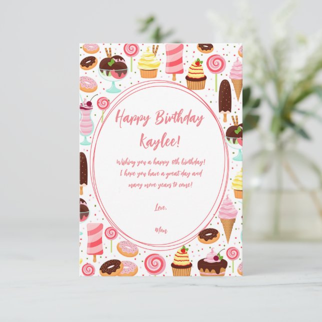 Ice Cream Happy Birthday Girls Sweet Niedliche Geb (Stehend Vorderseite)