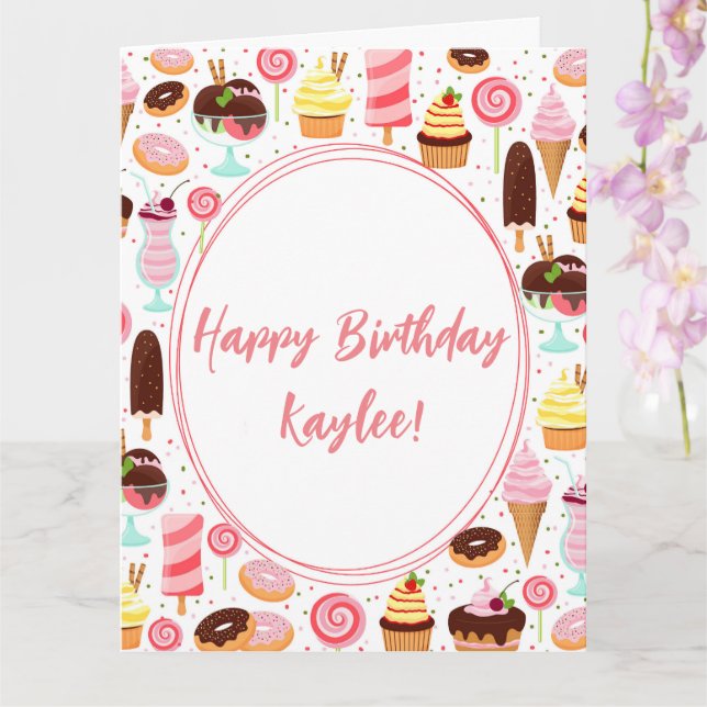 Ice Cream Happy Birthday Girls Sweet Niedliche Geb Karte (Orchidee)