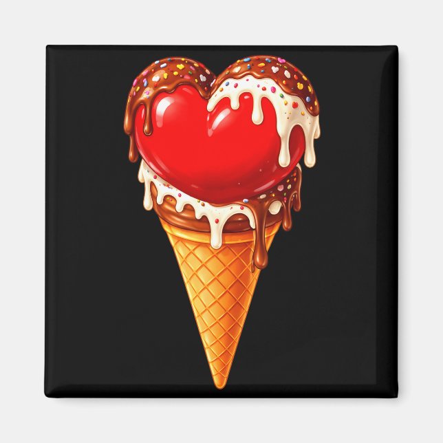 Ice Cream Heart Funny Drip Valentines Day Boys Gir Magnet (Vorne)
