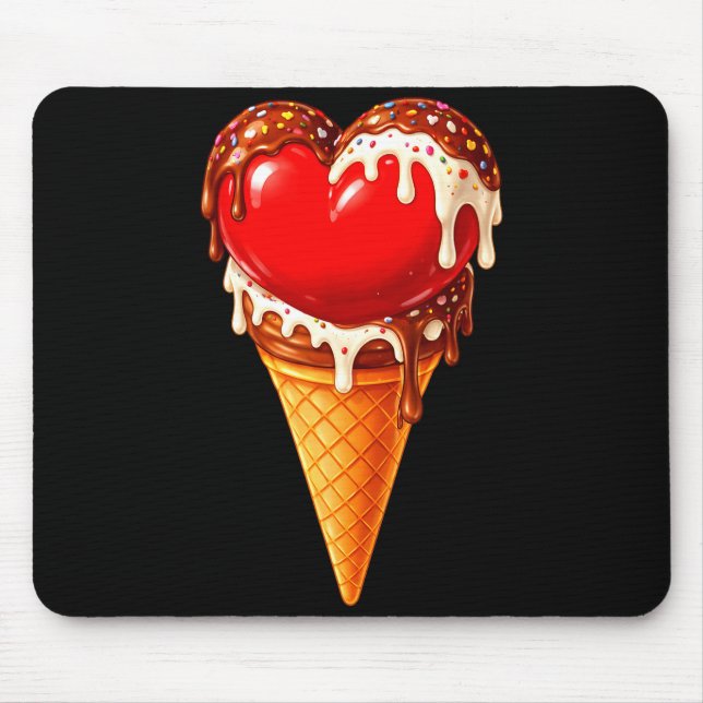 Ice Cream Heart Funny Drip Valentines Day Boys Gir Mousepad (Vorne)