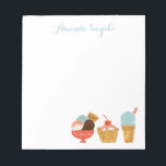 Ice Cream Illustration | Name hinzufügen Notizblock<br><div class="desc">Dies ist ein zeichn aus drei verschiedenen Eissorten,  die zu einem Muster gemacht wurden. Ihr vollständiger Name kann oben gedruckt werden.</div>