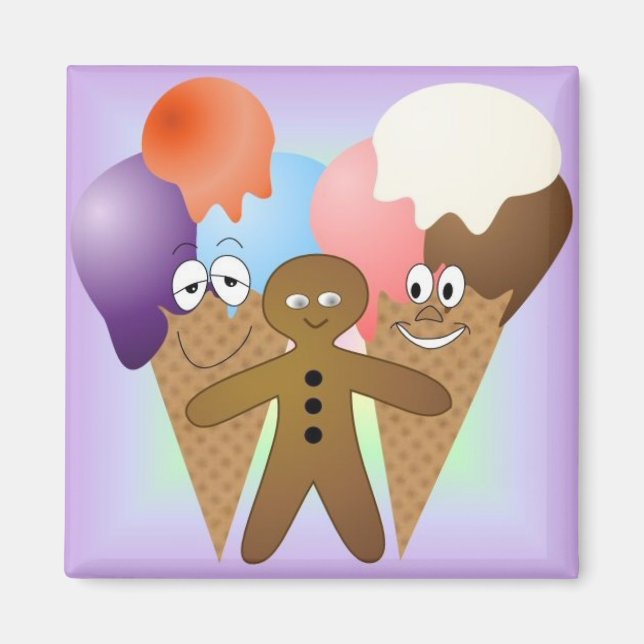 "Ice Cream" Kühlschrankmagnet SQUARE (Vorne)